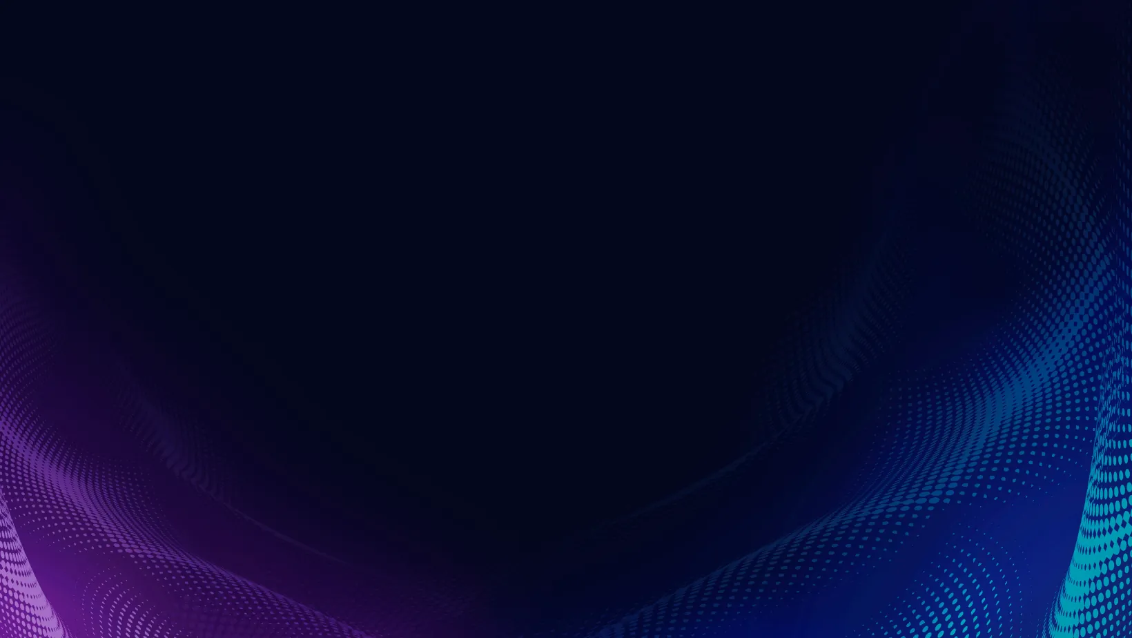 Deploy Innovations hero artwork: purple and cyan dotted signal waves curving across a deep navy background