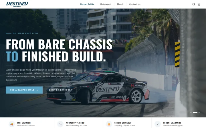 Screenshot of the Destined Industries website
