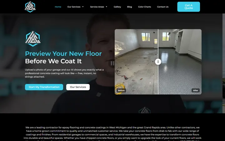 The High Caliber Coatings website, built by Deploy Innovations