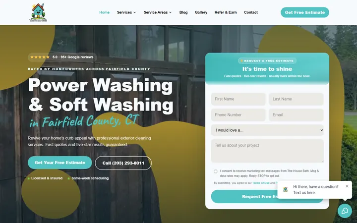 Screenshot of the The House Bath website