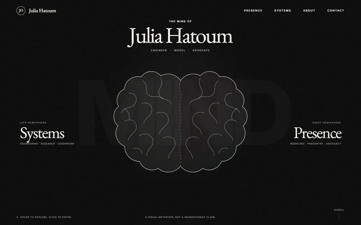 Screenshot of the Julia Hatoum website