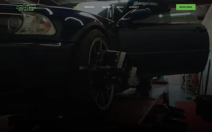 Screenshot of the Limitless Auto Collision website