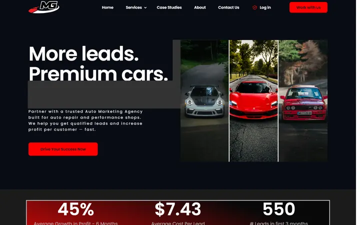 Screenshot of the Motorsport Growth website