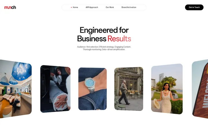 Screenshot of the Munch Communications website