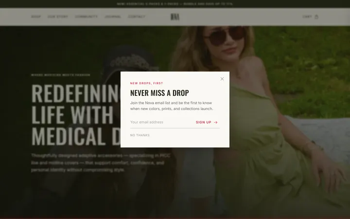 Screenshot of the Nova Medical Wearables website