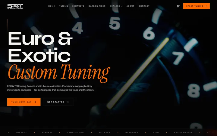 Screenshot of the Stage 4 Tuning website